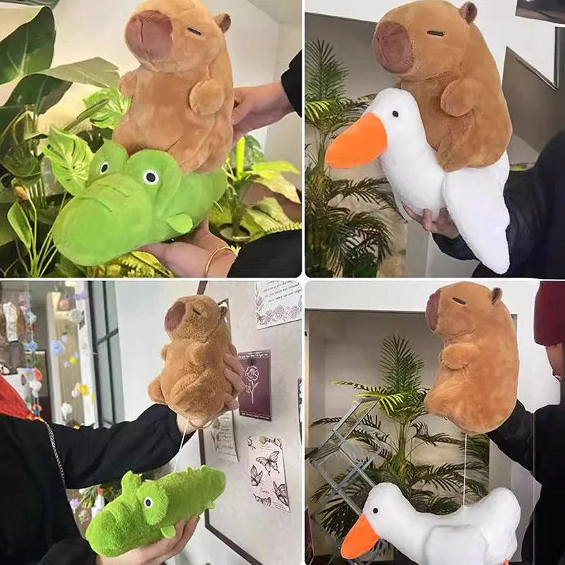 Capybara Riding Duck/Alligator Plush Toy