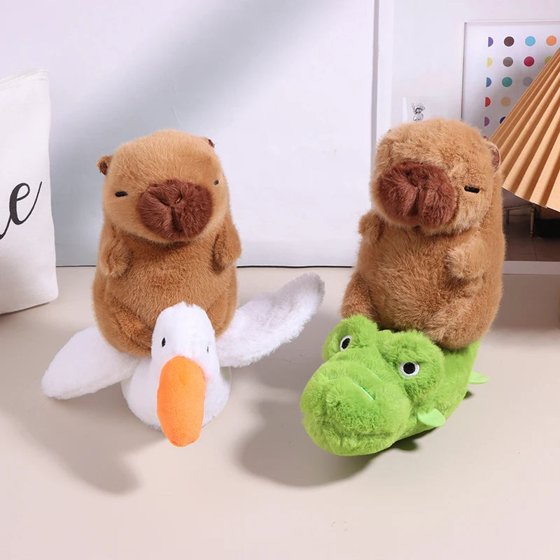 Capybara Riding Duck/Alligator Plush Toy